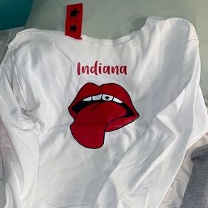 Worn once. Iu sweatshirt with cut out shoulder
